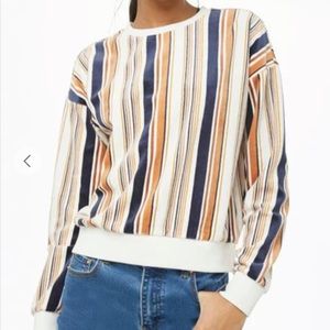 Forever 21 Striped Velour Pullover size Small